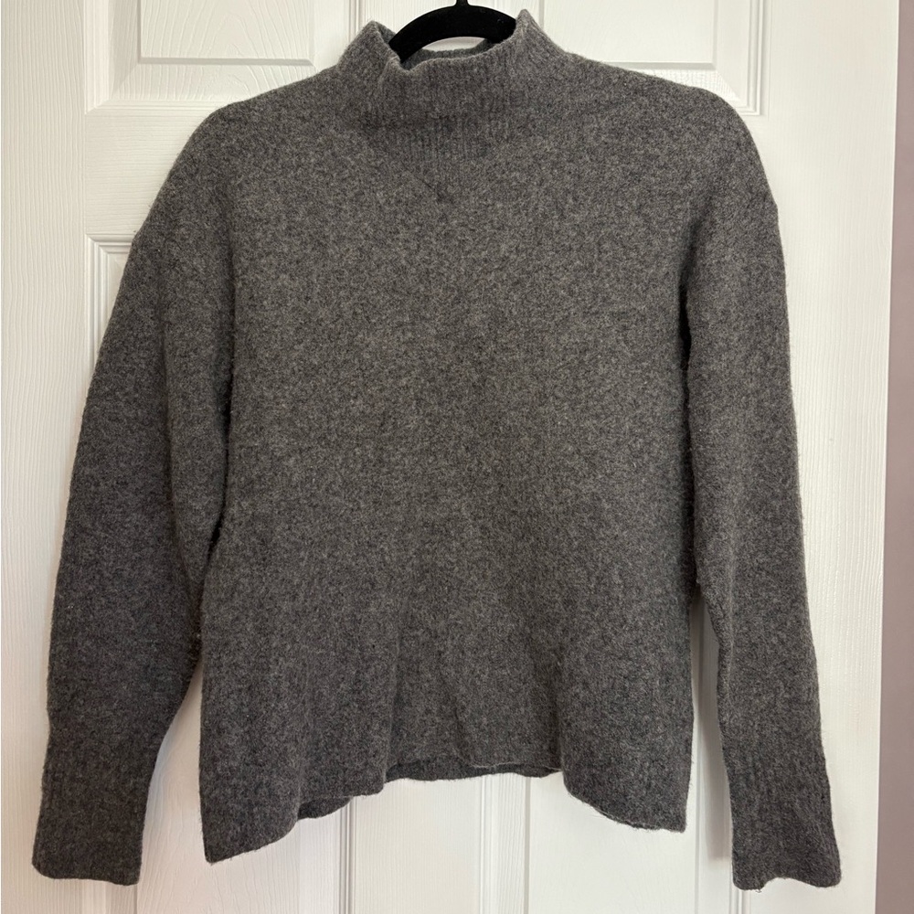 Everlane Mock Neck Wool Gray Sweater xs